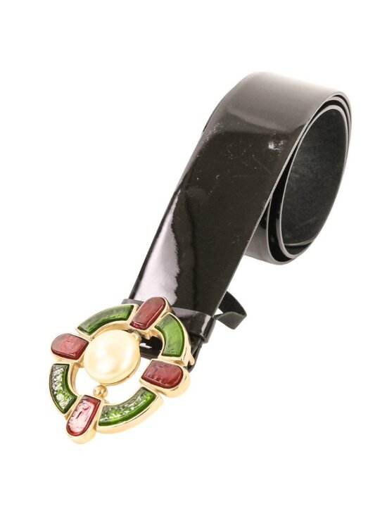 Chanel Gripoix Buckle Patent Leather Belt 75 30 Black main image 13
